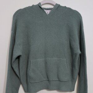 Sincerely Jules Waffle Knit Hooded Sweater Sage Green Size M